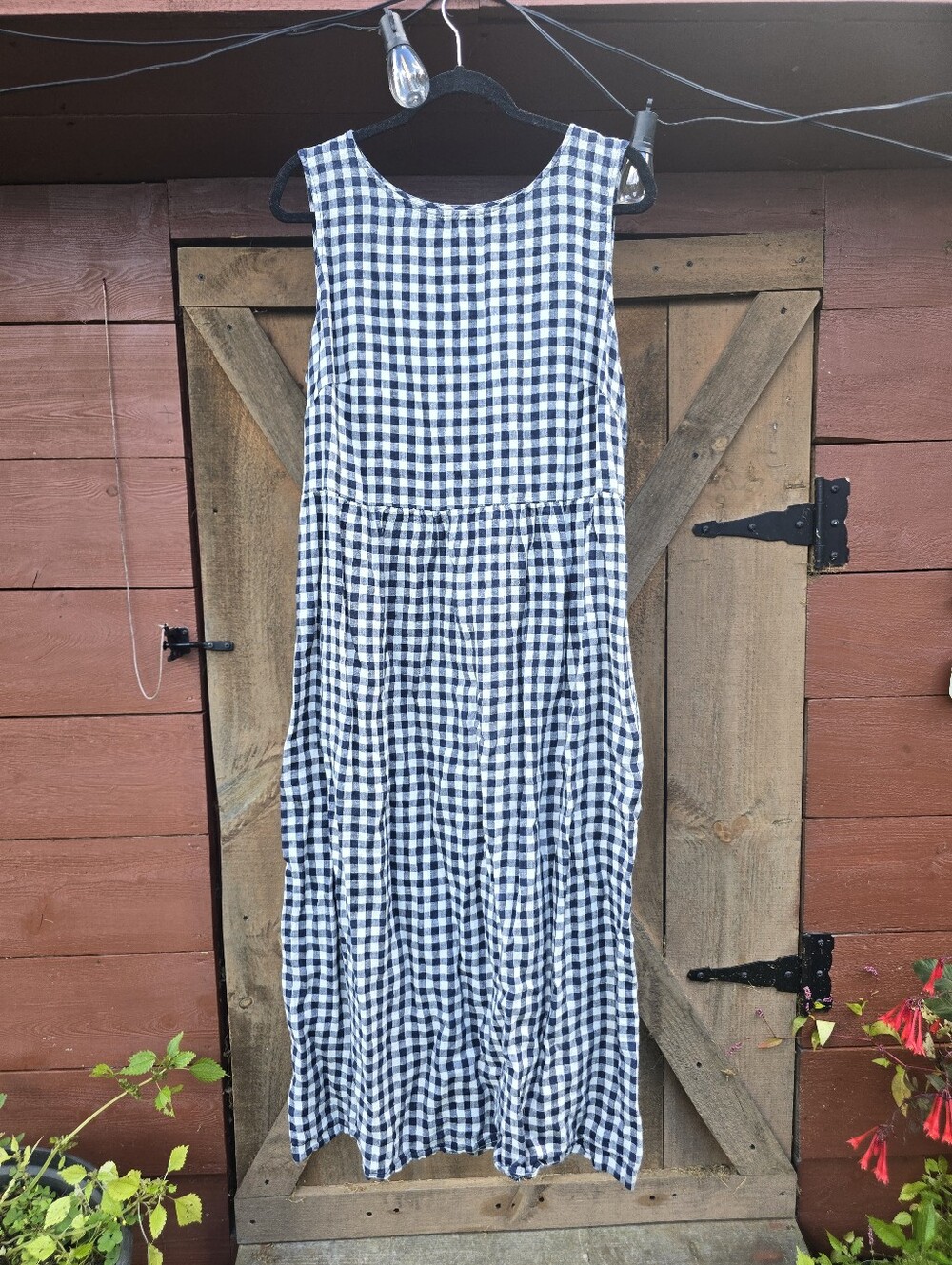 EUC Pyne & Smith Blue linen check - unknown style